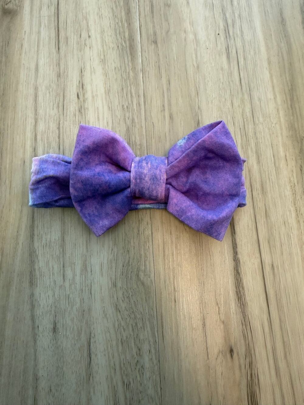 Little Sleepies Purple Watercolor Luxe Bow Headband Newborn -  3T
